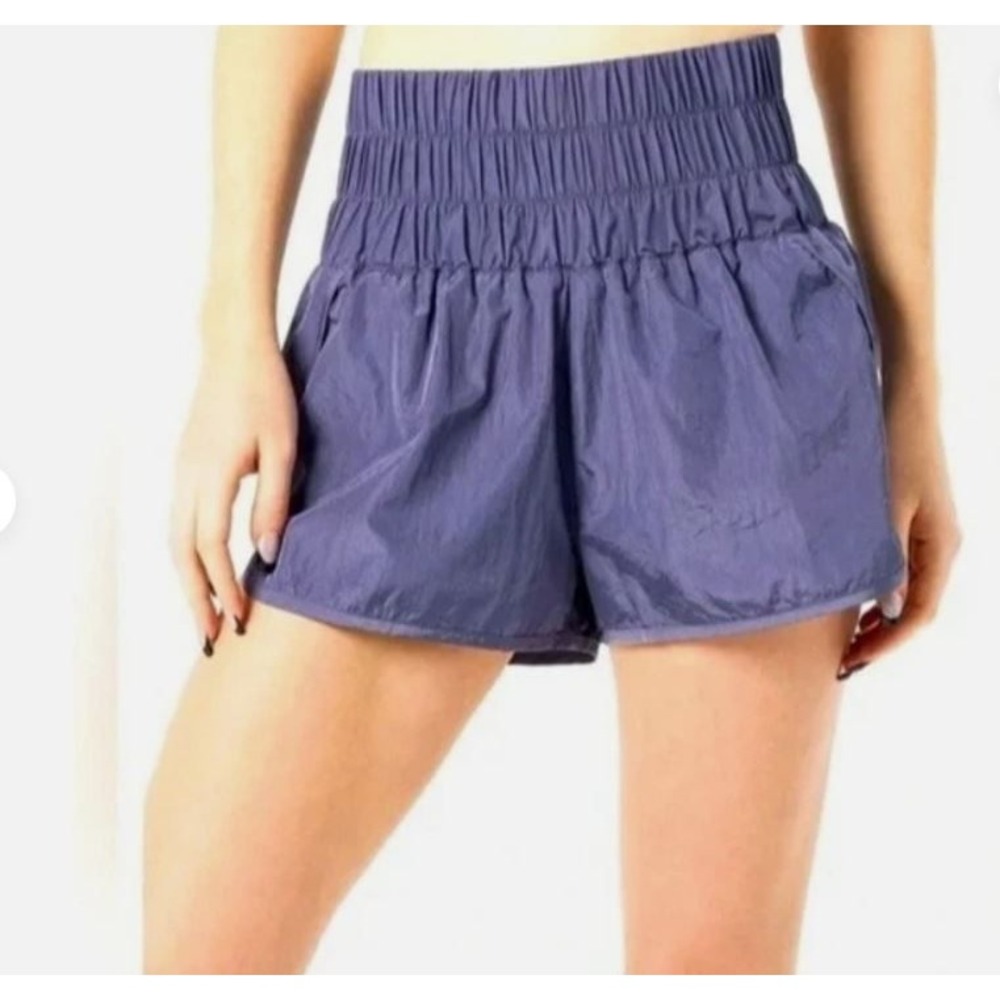 FP Movement The Way Home Shorts Navy Blue High Rise Smocked Waist Athletic Sz M‎